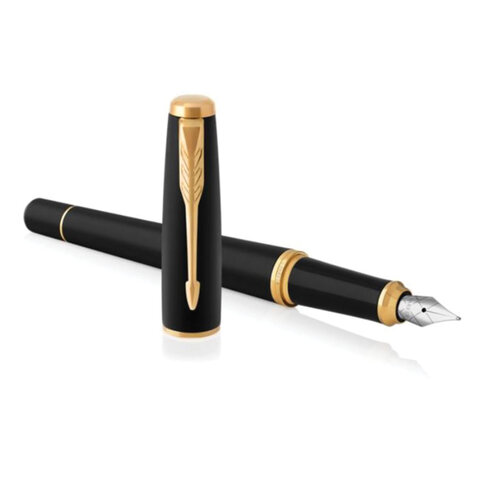 Ручка перьевая PARKER "Urban Core Muted Black GT", черный матовый лак, позолота, синяя, 1931593