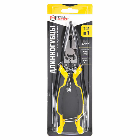 Длинногубцы многофункциональные 12 в 1, 220 мм, CR-V – хромванадиевая сталь, ГРАНДМАСТЕР, LNP-220, 671254
