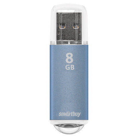 Флеш-диск 8 GB, SMARTBUY V-Cut, USB 2.0, металлический корпус, синий, SB8GBVC-B