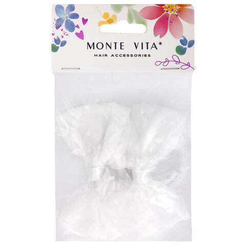Банты для волос НАБОР 2 шт., 7х11 см, 6,5х10 см, 7х9 см, белый, АССОРТИ, MONTE VITA (МОНТЕ ВИТА), 457118