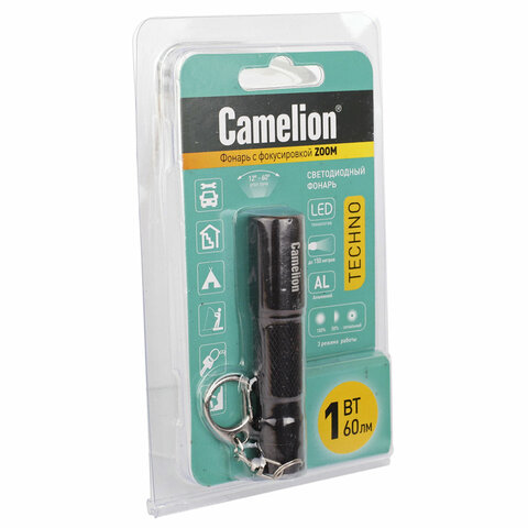 Фонарь компактный CAMELION XP-E, ЯРКИЙ, ZOOM, 3 режима, питание 1хAAА (не в комплекте), LED51532