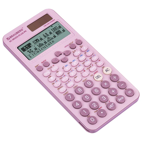 Калькулятор инженерный BRAUBERG SC-991ES-PLUS-PK (164х80 мм), 552 функции, 10+2 разряда, РОЗОВЫЙ, 272654