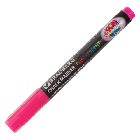 Маркер меловой "POP-ART" РОЗОВЫЙ, 3,5 мм, стираемый, для гладких поверхностей, BRAUBERG, 151522