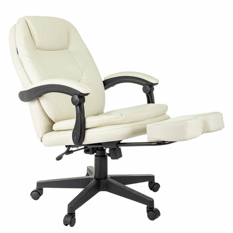Кресло офисное CH-868N-BF, синхромеханизм, подставка для ног, экокожа, бежевое, 2018357