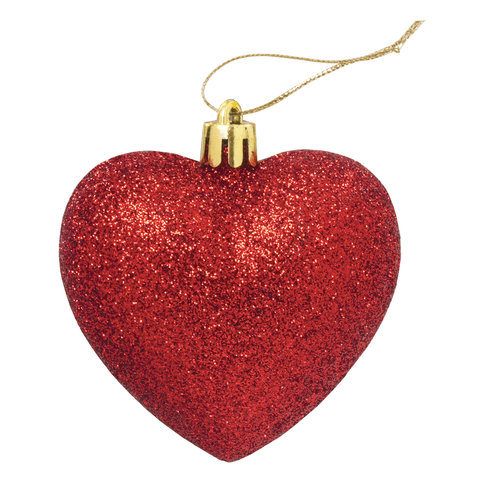 Украшение ёлочное "Сердца" 3 шт., 7 см, пластик, красные, ЗОЛОТАЯ СКАЗКА, 590900