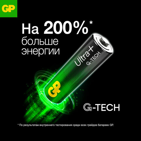 Батарейки КОМПЛЕКТ 8 шт., GP Ultra Plus G-Tech, AA (LR6), алкалиновые, пальчиковые, 15AUPA21-2CRB8