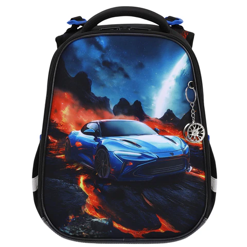 Ранец BRAUBERG PREMIUM, 2 отделения, с брелком, "Risky ride", 3D-панель, 38х29х16 см, 274394