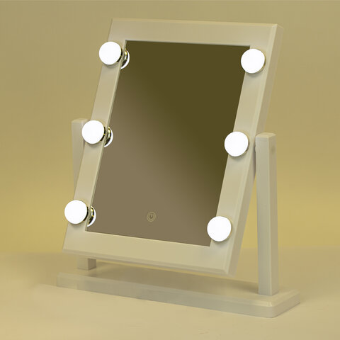 Зеркало для макияжа гримерное, 6 LED-ламп, 3 режима свечения, размер 21х29 см, работа от USB или 4хAA, цвет белый, WBZ (ВБЗ), 609334