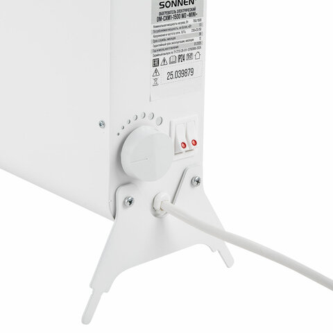 Обогреватель-конвектор SONNEN MINI-1500.2, 1500 Вт, вешалка, Х-образный нагревательный элемент, белый, сделано в России, 457631