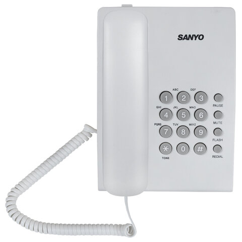 Телефон проводной SANYO RA-S204W, тональный / импульсный режим, повтор, белый