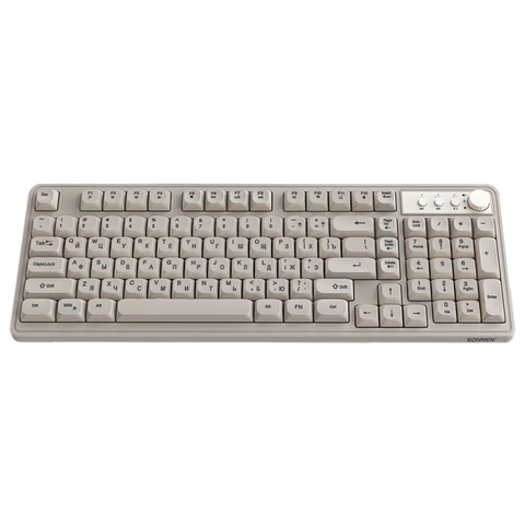 Клавиатура проводная бесшумная USB, 102+98 клавиш, LED-подсветка, SONNEN K620, слоновая кость / серая, 513950
