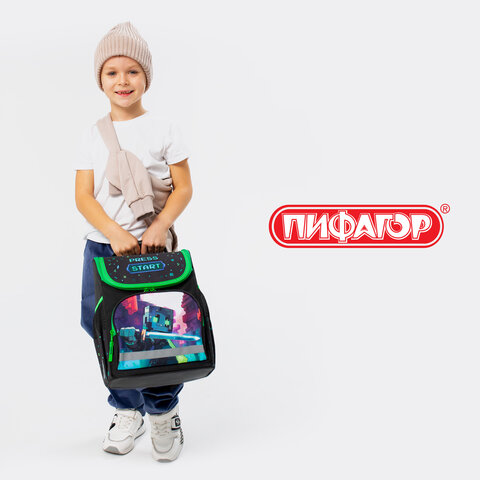 Ранец ПИФАГОР BASIC, 1 отделение, 3 кармана, эргономичная спинка, "Sharp sword", 35х28х18 см, 273138