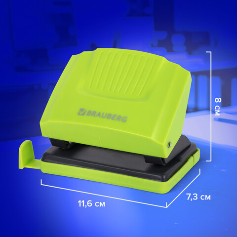 Дырокол BRAUBERG "SUPER", до 20 листов, зелено-черный, 272743