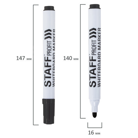 Маркер стираемый для белой доски ЧЕРНЫЙ, STAFF "Profit" WBM-644, 2,5 мм, 151644