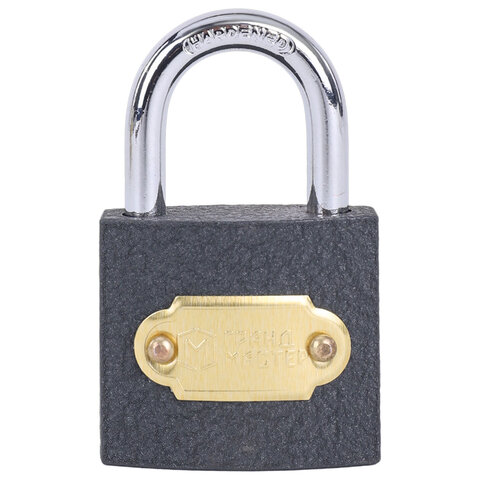 Замок навесной чугунный "Стандарт", ширина 32 мм, английский, 3 ключа, ГРАНДМАСТЕР, 671290