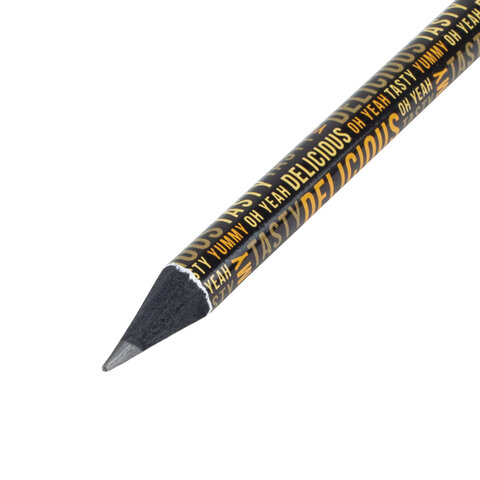 Карандаш чернографитный BRAUBERG "WORDS", 1 шт., HB, с ластиком, корпус ассорти, 181771