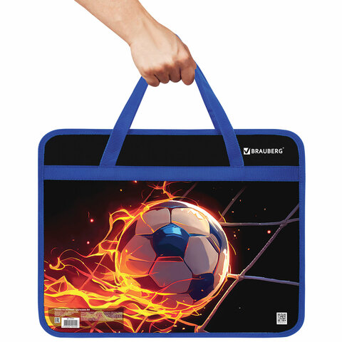 Папка на молнии с ручками BRAUBERG А4, 1 отделение, пластик, 80 мм, "Burning ball", 273373