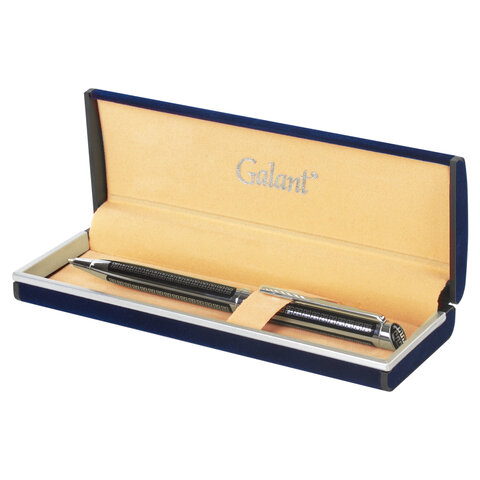 Ручка подарочная шариковая GALANT "Olympic Chrome", корпус хром с черным, хромированные детали, пишущий узел 0,7 мм, синяя, 140614