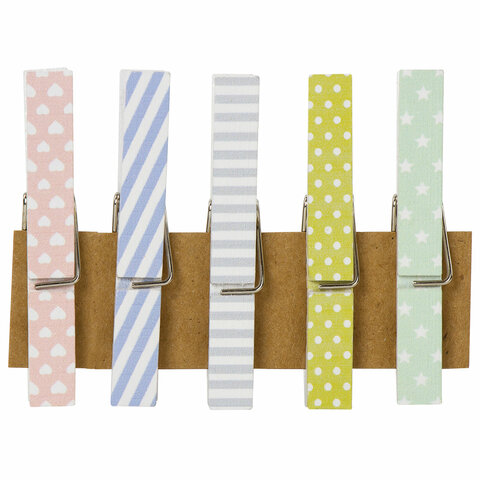 Прищепки декоративные "Пастельные тона", 5 штук, 7,2 см, ассорти, ОСТРОВ СОКРОВИЩ, 662677