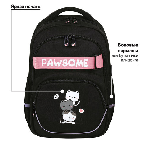 Рюкзак BRAUBERG MOTION, 2 отделения, 3 кармана, "Cat tower", 41х28х17 см, 272033