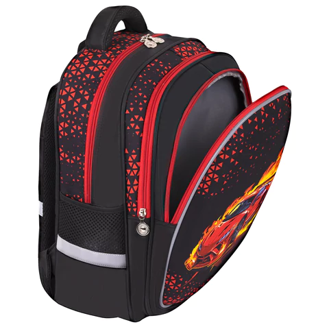 Рюкзак BRAUBERG KIDS MIND с пеналом в комплекте, 2 отделения, "Fiery Road", 40х28х18 см, 273177