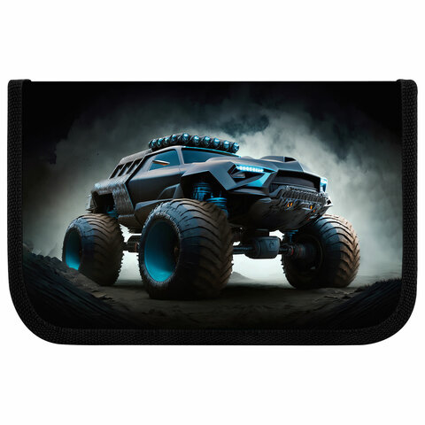 Пенал ЮНЛАНДИЯ, 1 отделение, картон с эффектом soft-touch, 19х11 см, "Space driver", 273494