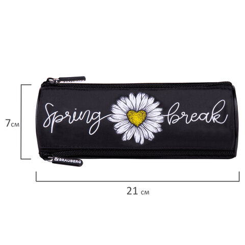 Пенал BRAUBERG, 3 отделения, нейлон, 21х7х7 см, "Spring", 270840