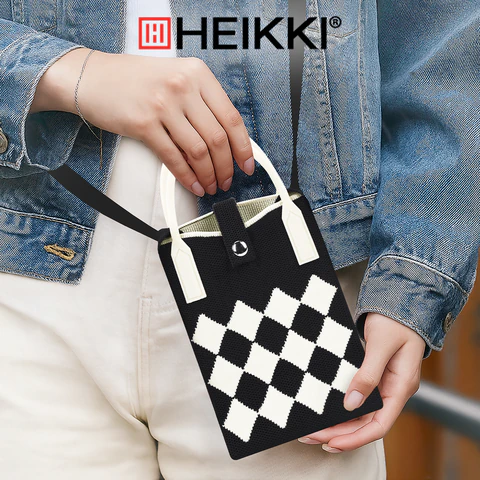 Сумочка-органайзер повседневная HEIKKI KNIT (ХЕЙКИ) кросс боди, вязаная, 17х12х5 см, "Black&White", 273793