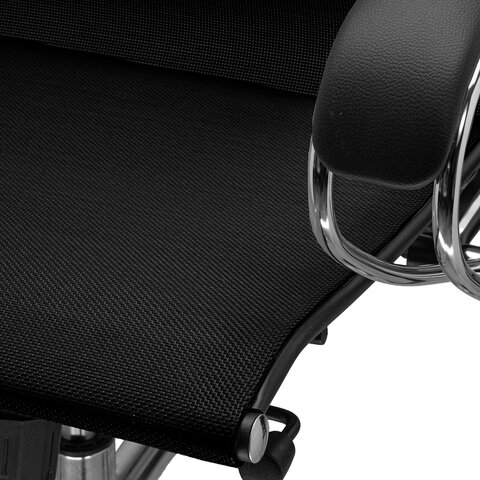 Кресло офисное МЕТТА "К-9" хром, прочная сетка, сиденье и спинка регулируемые, черное