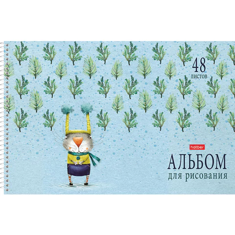 Альбом для рисования А4 48 л., спираль, обложка картон, HATBER, 205х290 мм, "Счастливчики" (4 вида), 067355, 48А4Всп