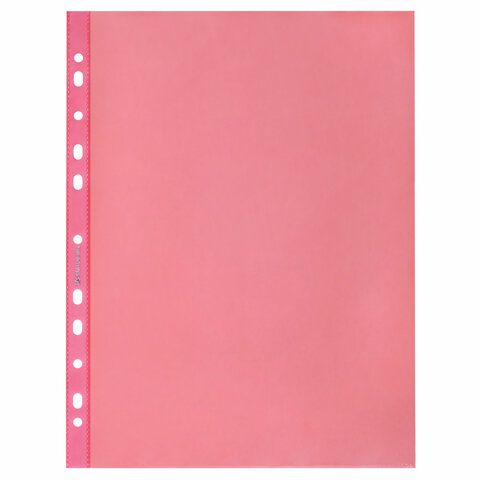 Папки-файлы перфорированные КРАСНЫЕ А4 BRAUBERG, комплект 100 шт., гладкие, 35 мкм, 272677