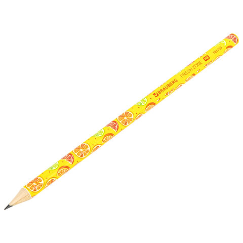 Карандаш чернографитный BRAUBERG "FRESH ZONE", 1 шт., HB, корпус ассорти, 181759