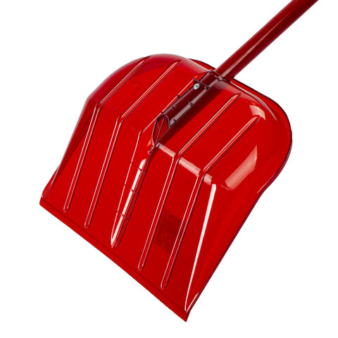 Лопата снеговая 44х38 см "ПОЛИКАРБОНАТ" ГРАНДМАСТЕР, ПРОЧНАЯ, алюминиевый черенок с V-ручкой 130 см, цвет красный, 606625