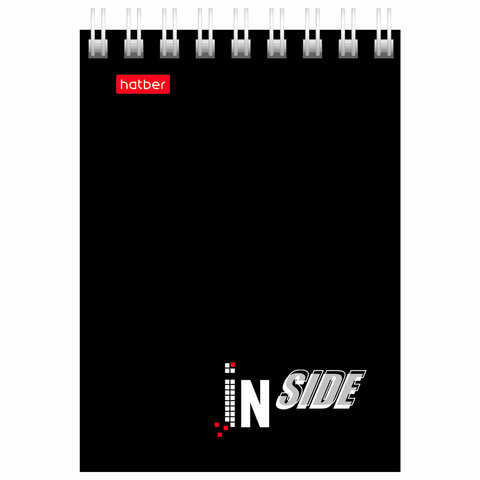 Блокнот МАЛЫЙ ФОРМАТ А7 75х105 мм, 40 л., гребень, картон, клетка, HATBER, "INSIDE Стиль", 004691, 40Б7B1гр_01622