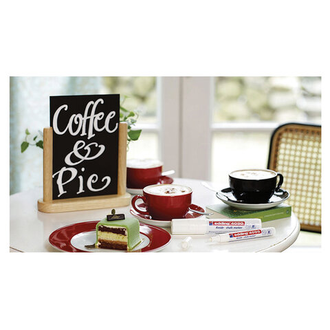 Маркер меловой EDDING "4090", 4-15 мм, БЕЛЫЙ, влагостираемый, для гладких поверхностей, E-4090/49