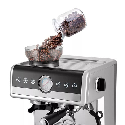 Кофейная станция KITFORT КТ-7413, 2250 Вт, объем 2,6 л, для зерен 220 г, ручной капучинатор, серая