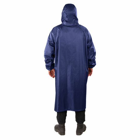 Дождевик-плащ синий на молнии многоразовый с ПВХ-покрытием, размер 52-54 (XL), рост 170-176, ГРАНДМАСТЕР, 610866