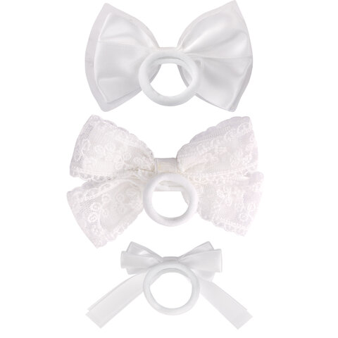 Банты для волос НАБОР 2 шт., 7х11 см, 6,5х10 см, 7х9 см, белый, АССОРТИ, MONTE VITA (МОНТЕ ВИТА), 457118