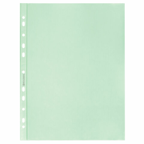 Папки-файлы перфорированные ЗЕЛЕНЫЕ А4 BRAUBERG, комплект 100 шт., гладкие, 35 мкм, 272676