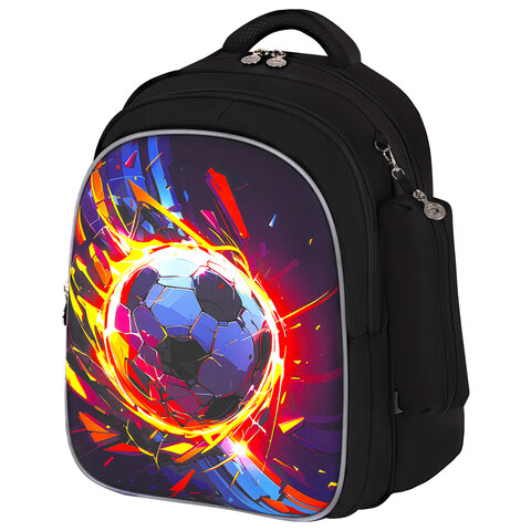 Рюкзак BRAUBERG KIDS MIND с пеналом в комплекте, 2 отделения, "Football", 40х28х18 см, 273178