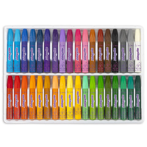 Восковые мелки утолщенные на масляной основе ЮНЛАНДИЯ "ДОМИКИ", 36 цветов, 273092