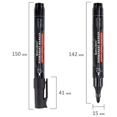 Маркер перманентный с колпачком для вскрытия коробок BRAUBERG LOGISTIC SPECIAL, черный, 1-3 мм, 152569
