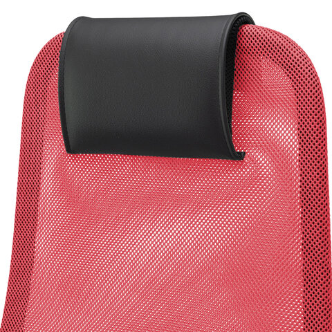 Кресло офисное МЕТТА "SU-B-8" хром, ткань-сетка, сиденье мягкое, красное