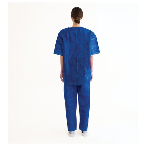 Костюм хирургический синий (рубашка и брюки) 56-58 р., спанбонд 42 г/м2, ГЕКСА