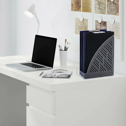 Лоток вертикальный для бумаг BRAUBERG "Standard+", 250х90х300 мм, прозрачный, 237227