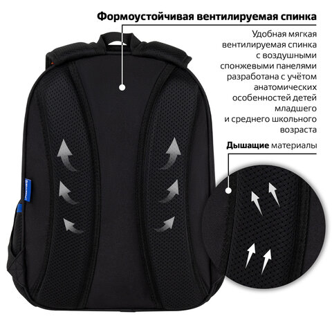 Рюкзак BRAUBERG OPTIMA, 2 отделения, с брелоком, "Brave astronaut", 3D-панель, 36х27х18 см, 273159