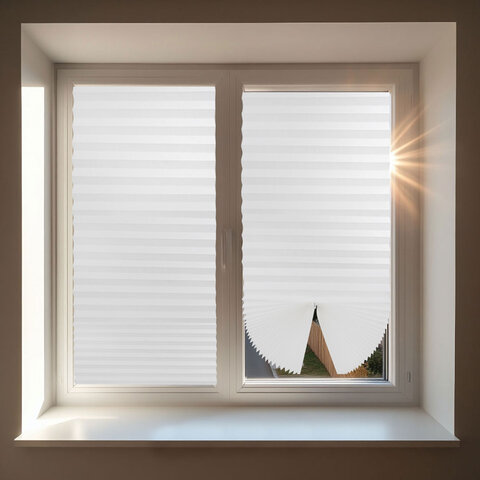 Жалюзи-плиссе, штора тканевая самоклеящаяся BRABIX, 60х180 см, "СТАНДАРТ+", 80 г/м2, цвет белый, 1 шт., 700007