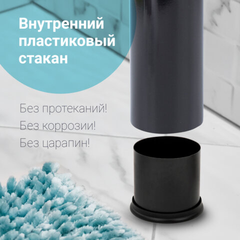 Ершик для унитаза с подставкой, металл, черный, глянцевый, LAIMA, 604960