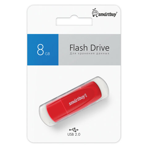 Флеш-диск 8 GB SMARTBUY Scout USB 2.0, красный, SB008GB2SCR