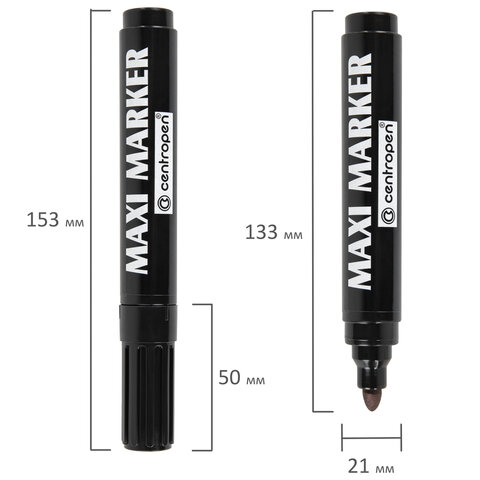 Маркер перманентный универсальный ЧЕРНЫЙ CENTROPEN "Maxi Marker", 2-4 мм, 8936, 5 8936 0112